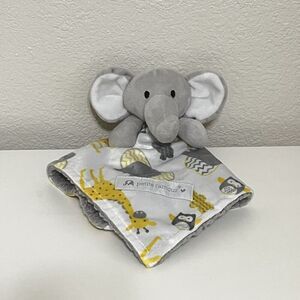 Petite L'Amour Elephant Security Blanket Lovey Lovie Plush Gray Yellow
